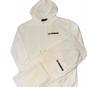 ENSEMBLE SWEAT-SHIRT À CAPUCHE BLANC BRODÉ