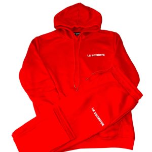 ENSEMBLE SWEAT-SHIRT À CAPUCHE ROUGE BRODÉ